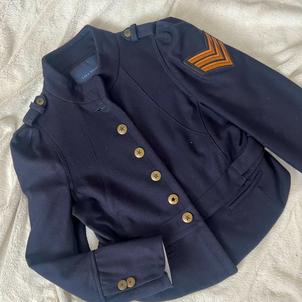 Zara Navy Blue Military Jacket